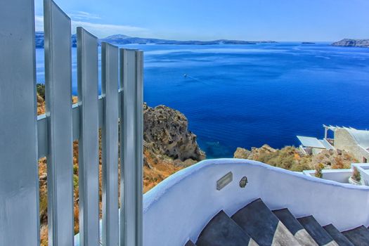 great view of santorini and the sea in Greece and sky blue