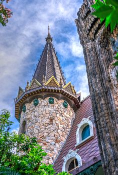 Ravadinovo, Bulgaria – 07.11.2019.  Castle towers in the village of Ravadinovo, Bulgaria, on a summer sunny day