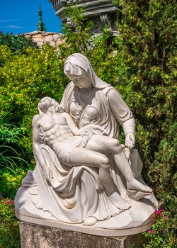 Ravadinovo, Bulgaria – 07.11.2019.  Sculpture in the castle of Ravadinovo, Bulgaria, on a summer sunny day