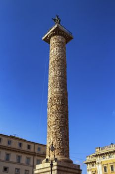 Famous Trajan's Column in Rome city by day, Italy