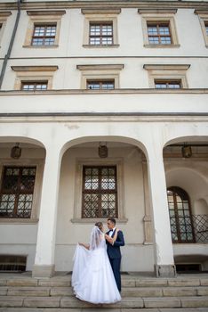 Bride and groom at a photo session in the old city