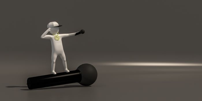 3d illustrator group of career musician symbols on a gray background, 3d rendering of the Music player. Includes a selection path.
