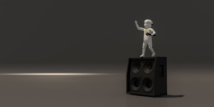 3d illustrator group of career musician symbols on a gray background, 3d rendering of the Music player. Includes a selection path.