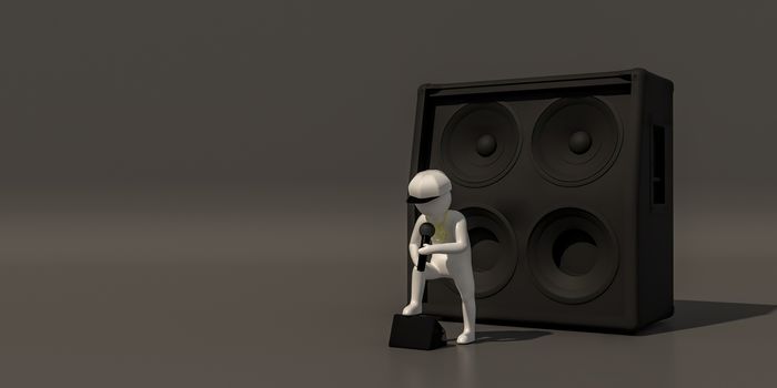 3d illustrator group of career musician symbols on a gray background, 3d rendering of the Music player. Includes a selection path.