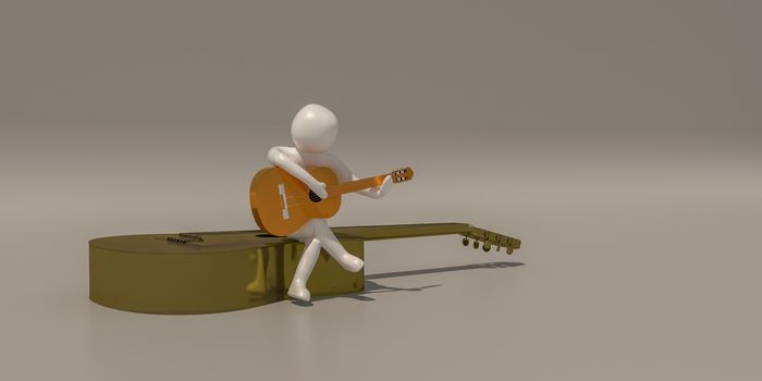 3d illustrator group of career musician symbols on a gray background, 3d rendering of the Music player. Includes a selection path.