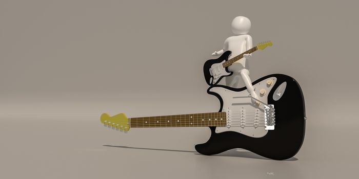 3d illustrator group of career musician symbols on a gray background, 3d rendering of the Music player. Includes a selection path.