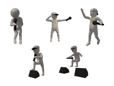 3d illustrator group of career musician symbols on a gray background, 3d rendering of the Music player. Includes a selection path.