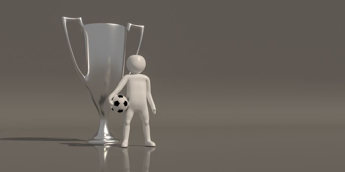 3d illustrator group of career symbols on a gray background, 3d rendering of the playing football. Includes a selection path.