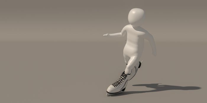3d illustrator group of Ice skating symbols on a gray background, 3d rendering of the Playing sports. Includes a selection path.