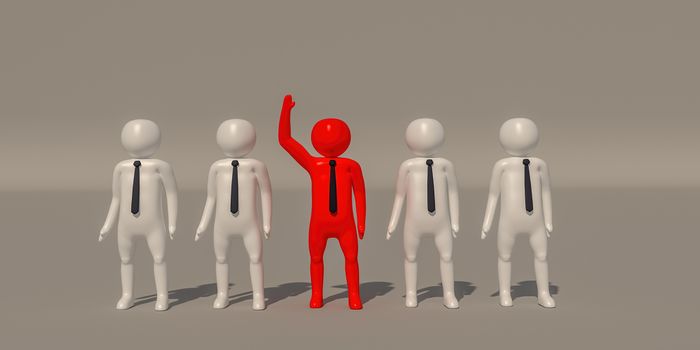 3d illustrator group of career Professional business symbols on a gray background, 3d rendering of the playing football. Includes a selection path.