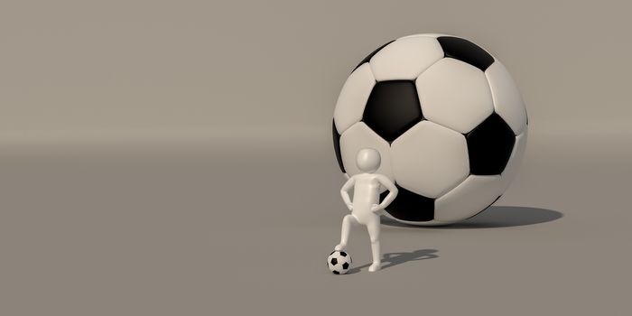 3d illustrator group of career symbols on a gray background, 3d rendering of the playing football. Includes a selection path.