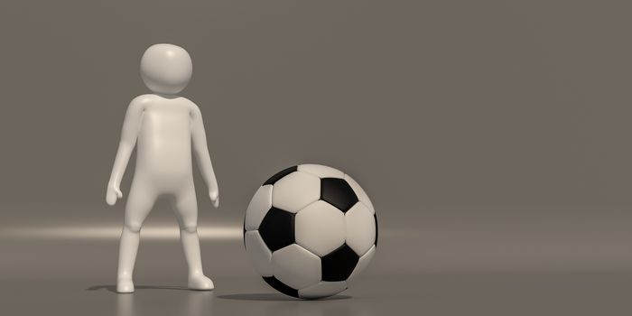 3d illustrator group of career symbols on a gray background, 3d rendering of the playing football. Includes a selection path.