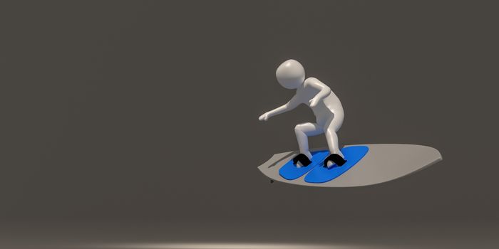 3d illustrator group of Surfing symbols on a gray background, 3d rendering of the Playing sports. Includes a selection path.