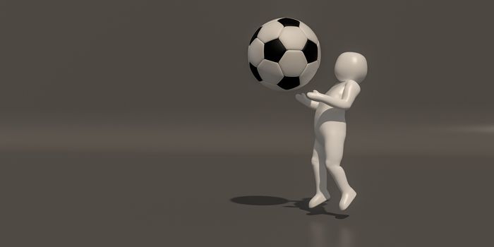 3d illustrator group of career symbols on a gray background, 3d rendering of the playing football. Includes a selection path.