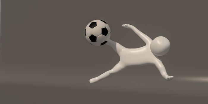 3d illustrator group of career symbols on a gray background, 3d rendering of the playing football. Includes a selection path.