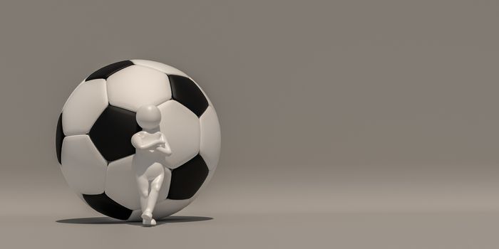 3d illustrator group of career symbols on a gray background, 3d rendering of the playing football. Includes a selection path.