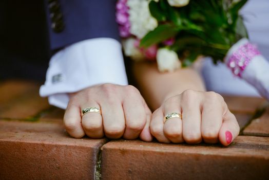 Beautiful two golden wedding rings. Made of highest quality material