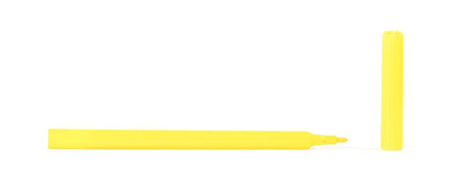 Yellow felt-tip pen isolated on white background