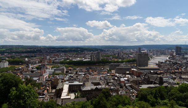 Very nice view of the city of Liege in Belgium and sky