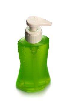 Bottle of liquid soap or cream or face wash dispensers or liquid stopper isolated on white background.