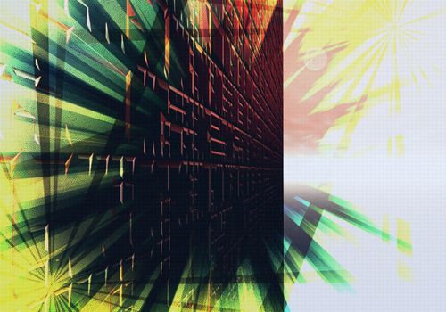 A wall of artifact in sun rays, an abstract textured illustration showing part of an unknown structure built by another world