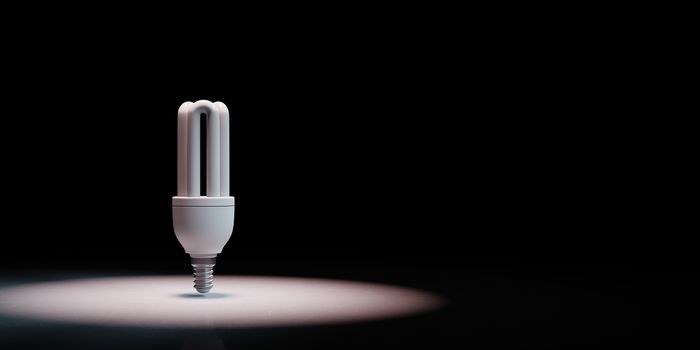 Single Fluorescent Lamp Spotlighted on Black Background with Copy Space 3D Illustration