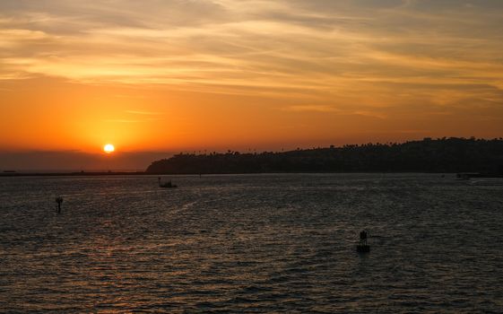 Sunset in Harbor near San Pedro