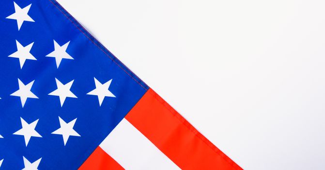 Martin luther king day, flat lay top view, American flag on white background with copy space for your text
