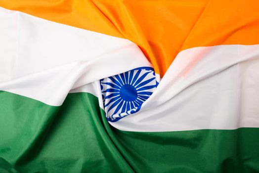 Indian republic day, flat lay top view, Indian flag background with copy space for your text