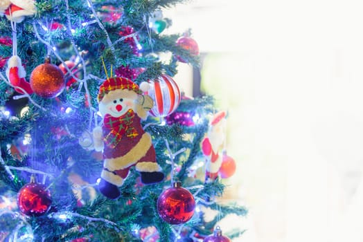 Happy new year or christmas day decorative fir tree with copy space for your text