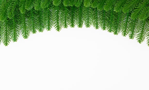 Happy new year or christmas day top view decorative fir tree on white background with copy space for your text