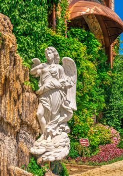 Ravadinovo, Bulgaria – 07.11.2019.  Garden sculpture in the castle of Ravadinovo, Bulgaria, on a sunny summer day