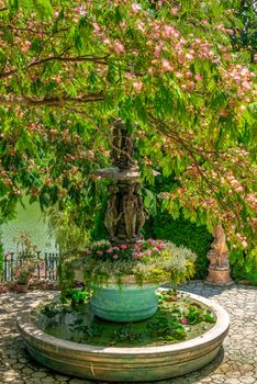 Ravadinovo, Bulgaria – 07.11.2019.  Garden sculpture in the castle of Ravadinovo, Bulgaria, on a sunny summer day