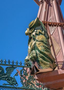 Ravadinovo, Bulgaria – 07.11.2019.  Sculpture on the roof of the castle of Ravadinovo, Bulgaria, on a summer sunny day