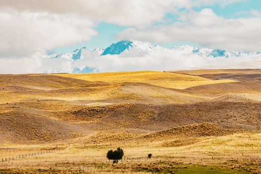 New Zealand scenic mountain landscape shot at Mount Cook National Park daytime