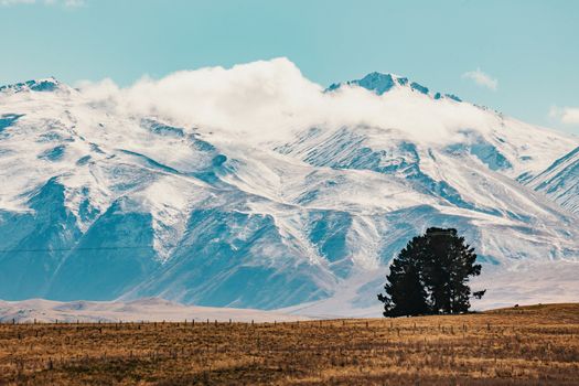 New Zealand scenic mountain landscape shot at Mount Cook National Park daytime