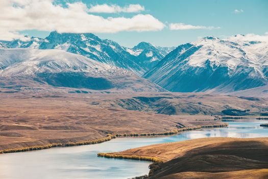 amazing landscapes viewed from Tekapo observatory, New Zealand