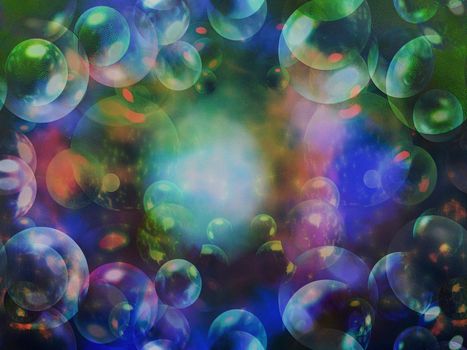 A dense background of multicolored bubbles, it 's an abstract textured image, of a fantastic cloud highlighted by spotlights