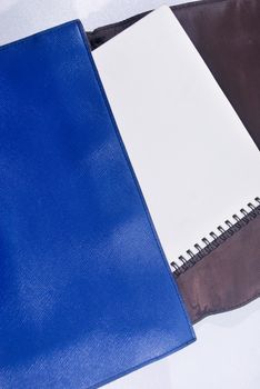 Blue leather bag on a white background.