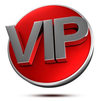 3D illustration stainless VIP icon on a white background.(with Clipping Path).