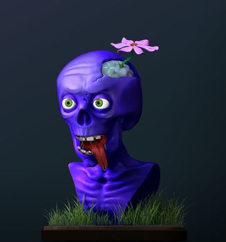 3D illustration render cartoon undead zombie monster.