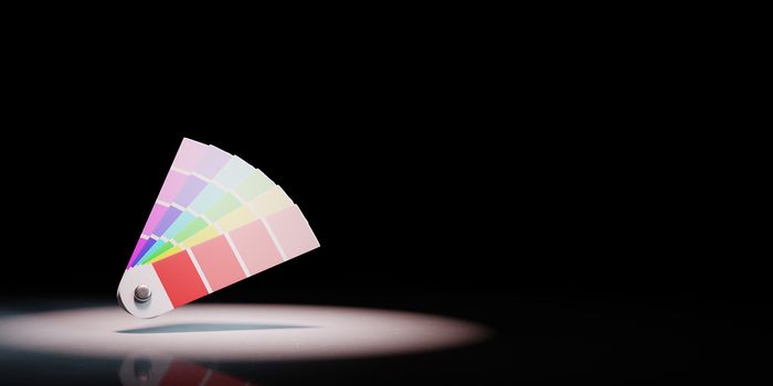Pantone Colors Sampler Spotlighted on Black Background with Copy Space 3D Illustration