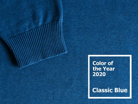 Sweater in classic blue 2020 color. Color of year 2020 concept for fashion and clothing industry