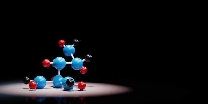 Molecule Shape Structure Spotlighted on Black Background with Copy Space 3D Illustration