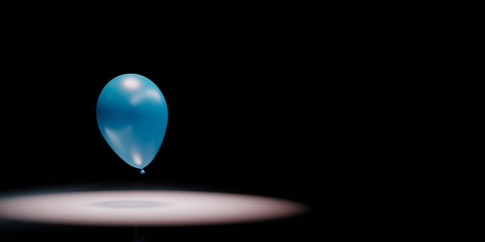 One Single Blue Balloon Spotlighted on Black Background with Copy Space 3D Illustration