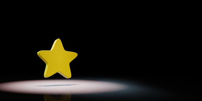 Yellow Bookmark Star Symbol Shape Spotlighted on Black Background with Copy Space 3D Illustration