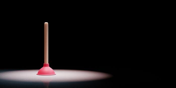 Plunger Spotlighted on Black Background with Copy Space 3D Illustration