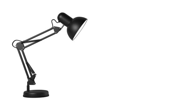 Black Desk Lamp Isolated on White Background 3D Illustration