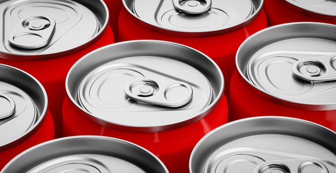 Bunch of Red Drink Cans 3D Illustration