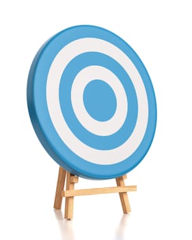 Blue and White Target on White Background 3D Illustration